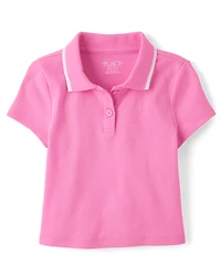 Girls Contrast Ribbed Polo