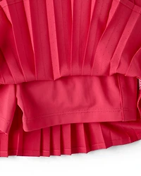 Girls Quick Dry Contrast Halter Pleated Tennis Dress