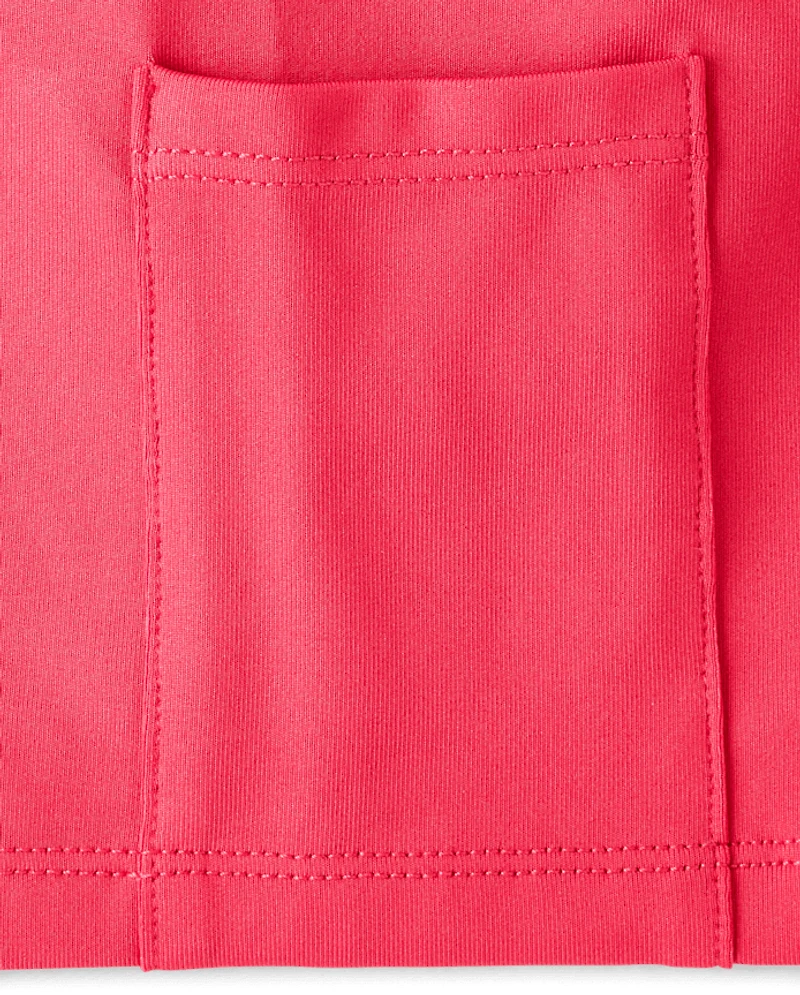 Girls Quick Dry Contrast Halter Pleated Tennis Dress