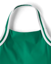 Girls Quick Dry Contrast Halter Pleated Tennis Dress