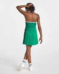 Girls Quick Dry Contrast Halter Pleated Tennis Dress