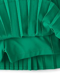 Girls Quick Dry Contrast Halter Pleated Tennis Dress