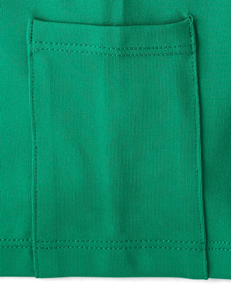 Girls Quick Dry Contrast Halter Pleated Tennis Dress