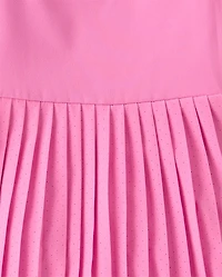 Girls Quick Dry Contrast Halter Pleated Tennis Dress