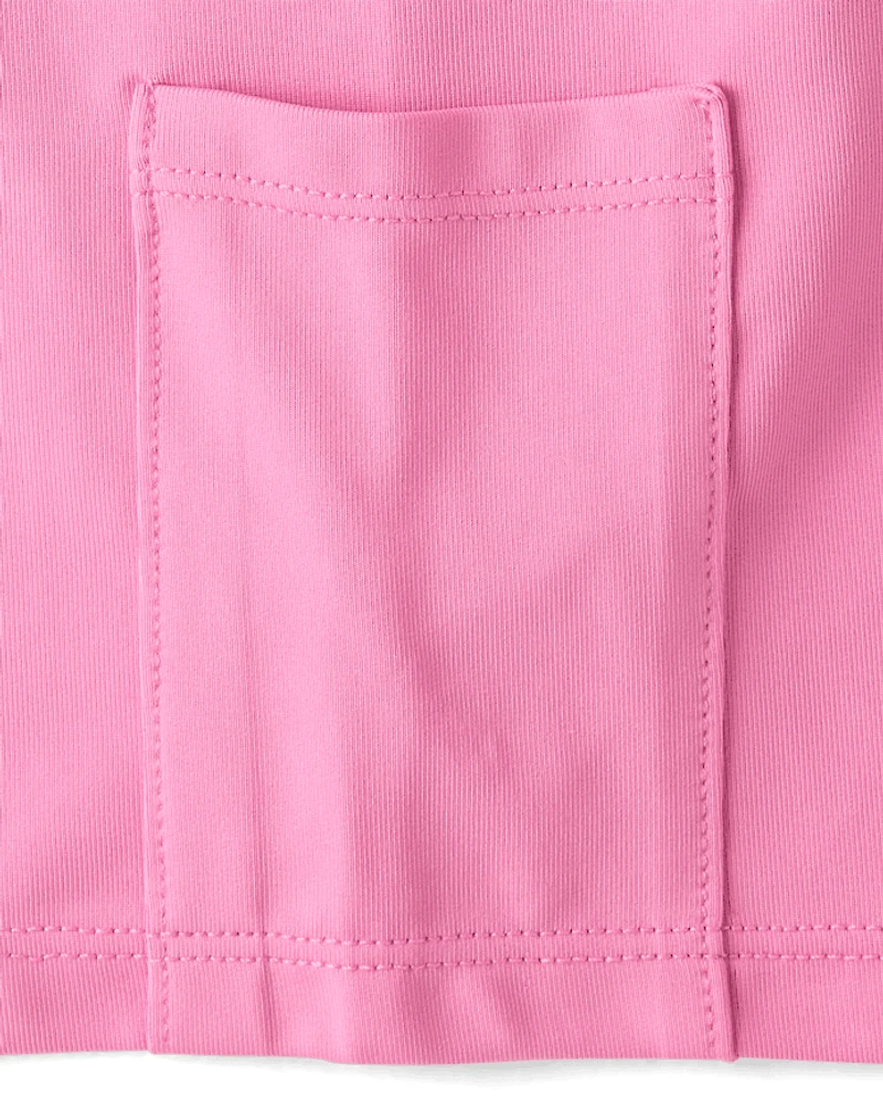 Girls Quick Dry Contrast Halter Pleated Tennis Dress