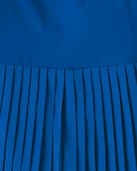 Girls Quick Dry Contrast Halter Pleated Tennis Dress