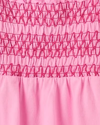 Girls Contrast Smocked Peplum Tank Top