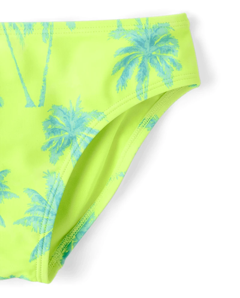 Girls Palm Tree Cross Front Bikini Swimsuit