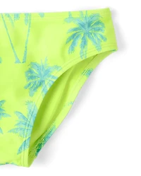 Girls Palm Tree Cross Front Bikini Swimsuit