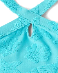 Girls Seashell Textured Terry Bikini Swimsuit
