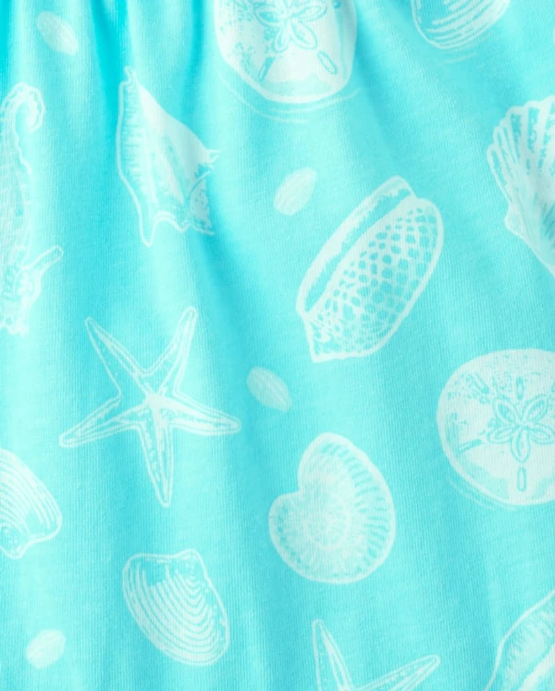 Girls Seashell Cross Back Tiered Dress