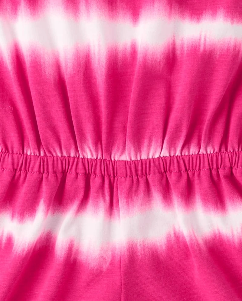 Girls Tie Dye Striped Romper