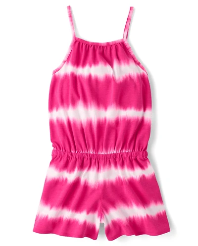 Girls Tie Dye Striped Romper
