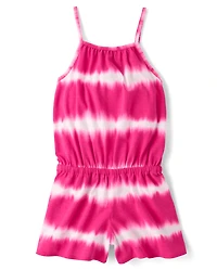 Girls Tie Dye Striped Romper