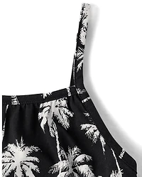 Girls Palm Tree High Neck Romper
