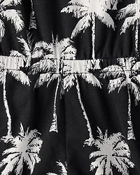 Girls Palm Tree High Neck Romper