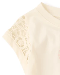 Girls Rhinestone Crochet Peplum Top