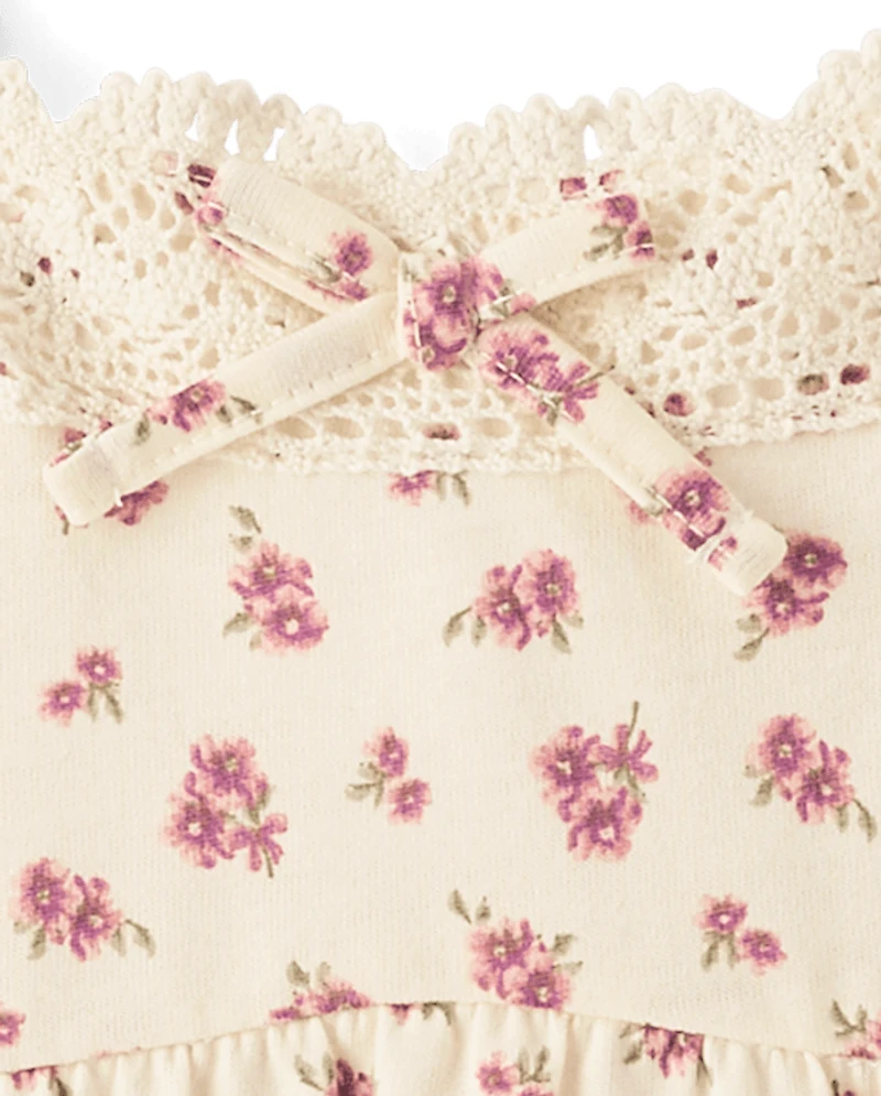 Débardeur fleuri à volants pour filles