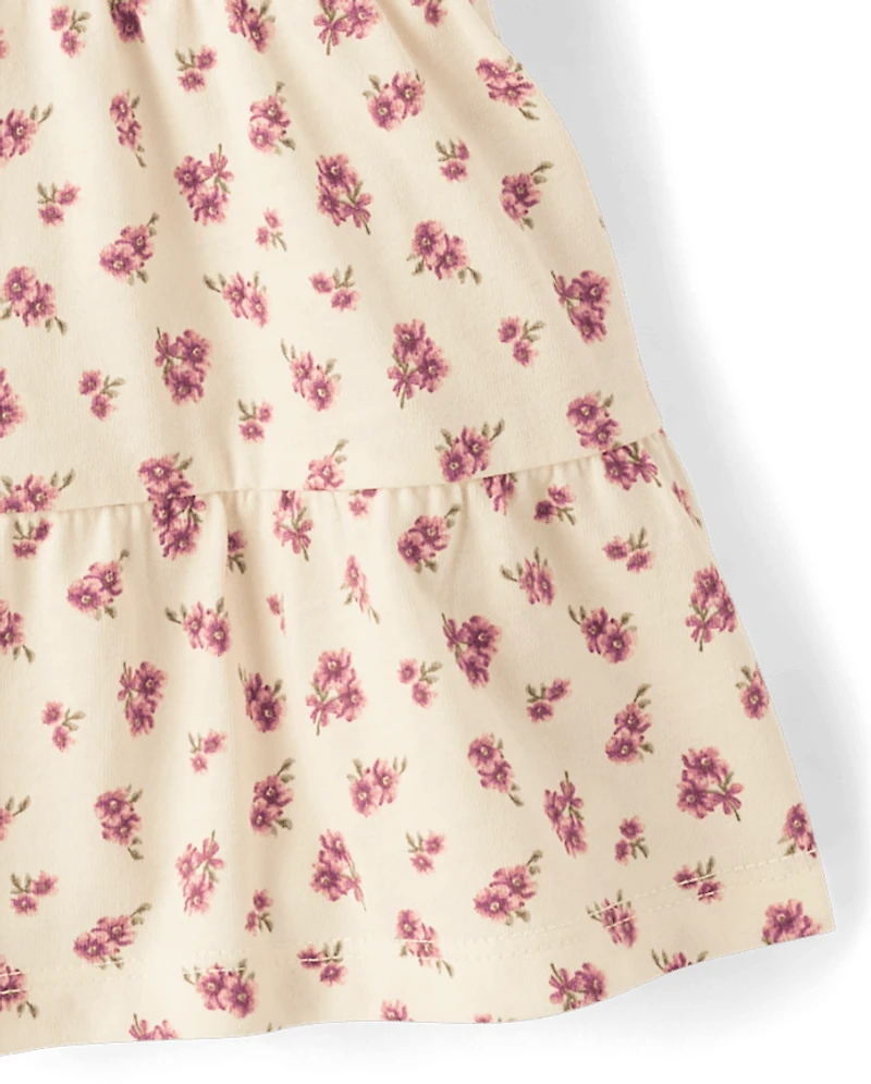 Débardeur fleuri à volants pour filles