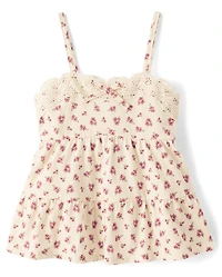 Débardeur fleuri à volants pour filles