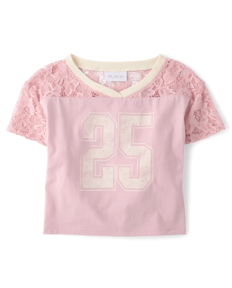 Girls Varsity Lace Football Tee