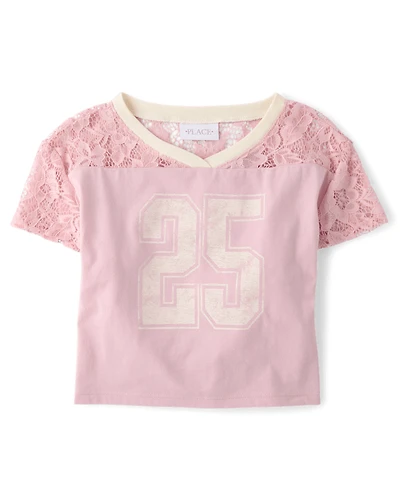 Girls Varsity Lace Football Tee