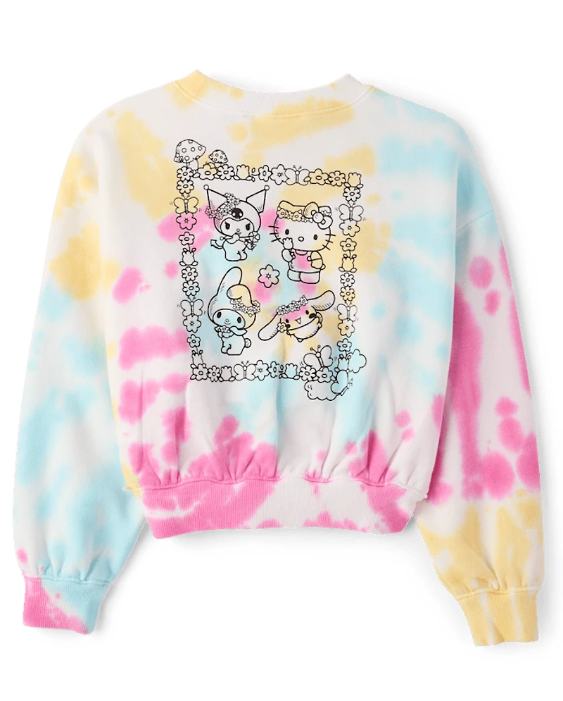 Girls Hello Kitty® And Friends Rainbow Tie Dye Premium Fleece Hoodie