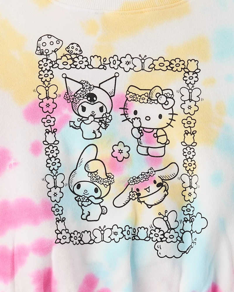 Girls Hello Kitty® And Friends Rainbow Tie Dye Premium Fleece Hoodie