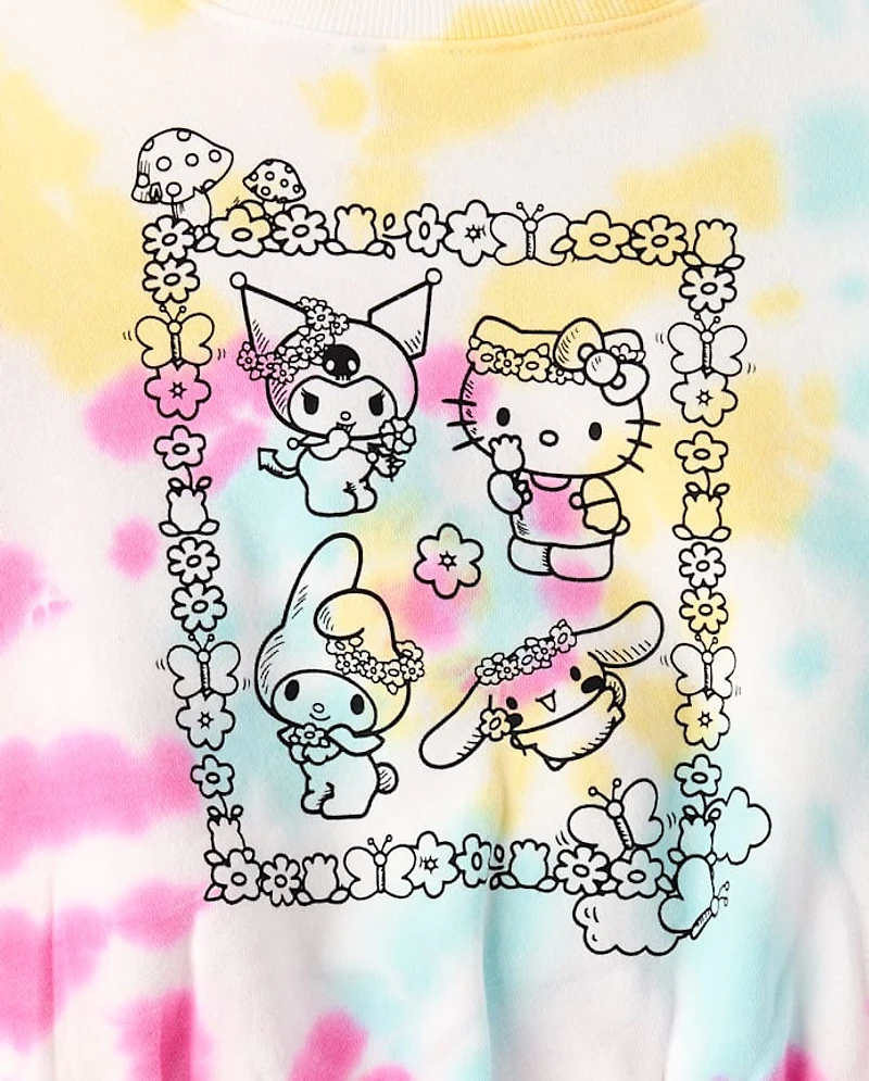 Girls Hello Kitty® And Friends Rainbow Tie Dye Premium Fleece Sweatshirt