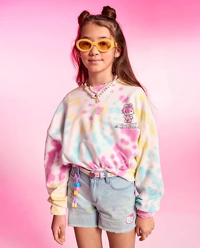 Girls Hello Kitty® And Friends Rainbow Tie Dye Premium Fleece Sweatshirt