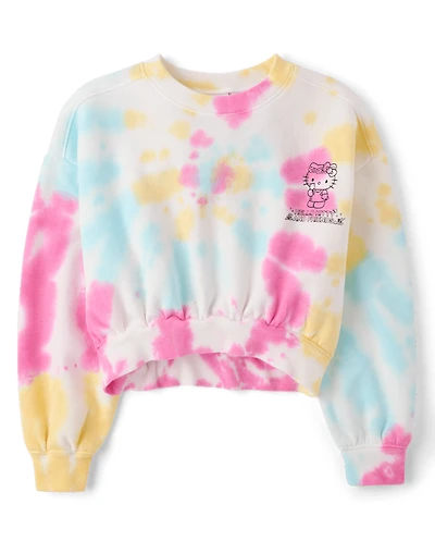 Girls Hello Kitty® And Friends Rainbow Tie Dye Premium Fleece Hoodie