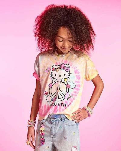 Girls Hello Kitty® Tie Dye Embellished Relaxed Top