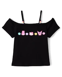 Girls Hello Kitty® Beaded Cold Shoulder Top