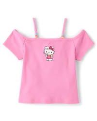 Girls Hello Kitty® Beaded Cold Shoulder Top