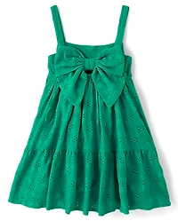 Girls Eyelet Bow Back Dress