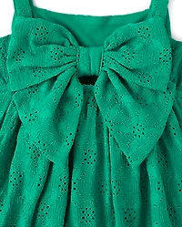 Girls Eyelet Bow Back Dress