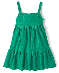 Girls Eyelet Bow Back Dress
