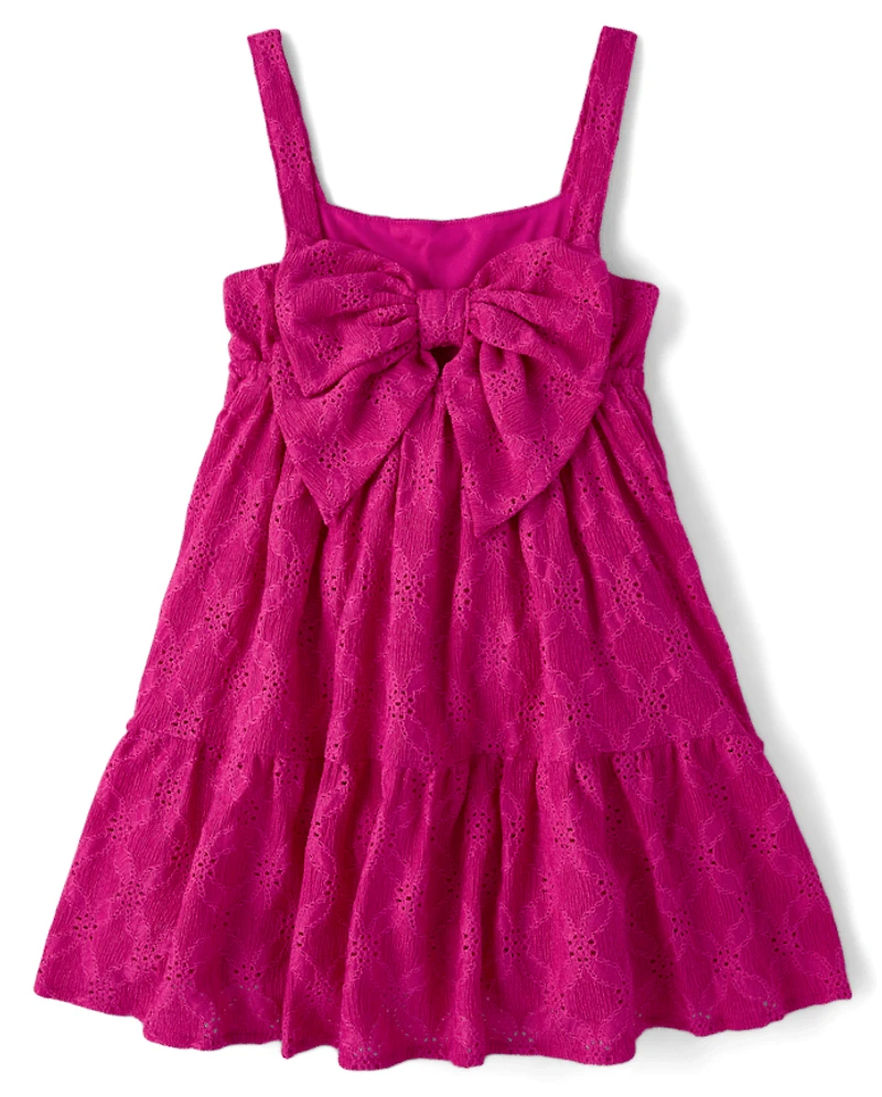 Girls Eyelet Bow Back Dress