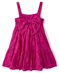 Girls Eyelet Bow Back Dress