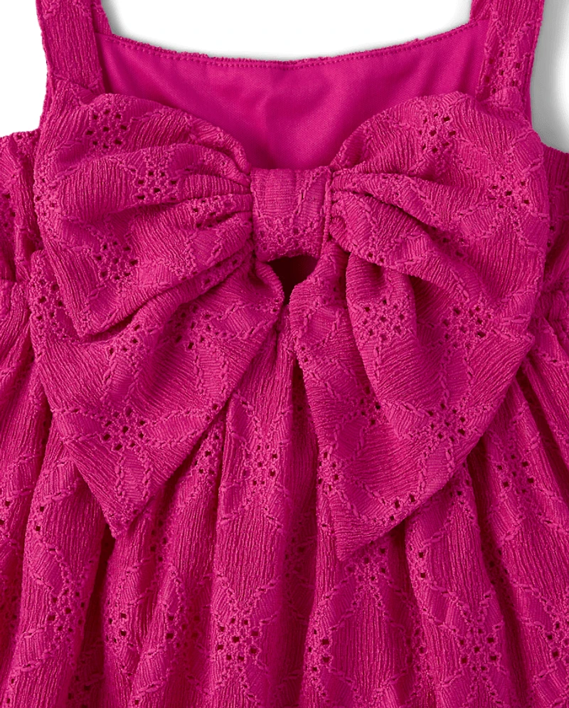 Girls Eyelet Bow Back Dress