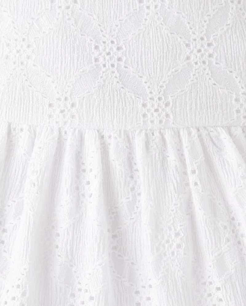 Girls Eyelet Bow Back Dress
