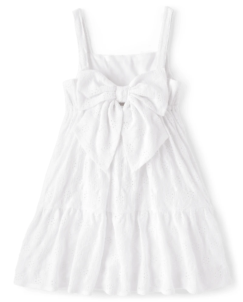 Girls Eyelet Bow Back Dress