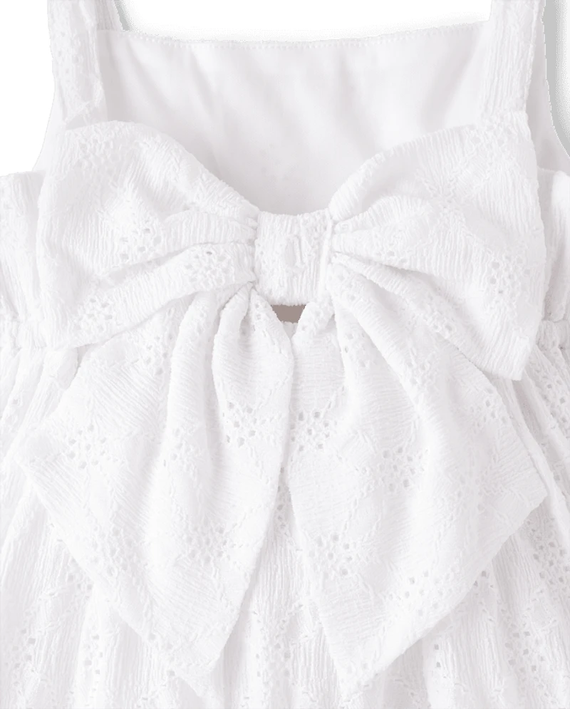 Girls Eyelet Bow Back Dress