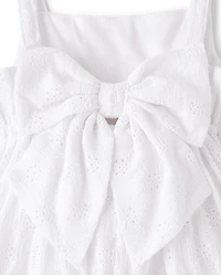 Girls Eyelet Bow Back Dress