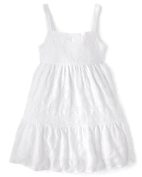 Girls Eyelet Bow Back Dress
