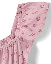 Girls Floral Bow Flutter Dress