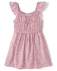 Girls Floral Bow Flutter Dress
