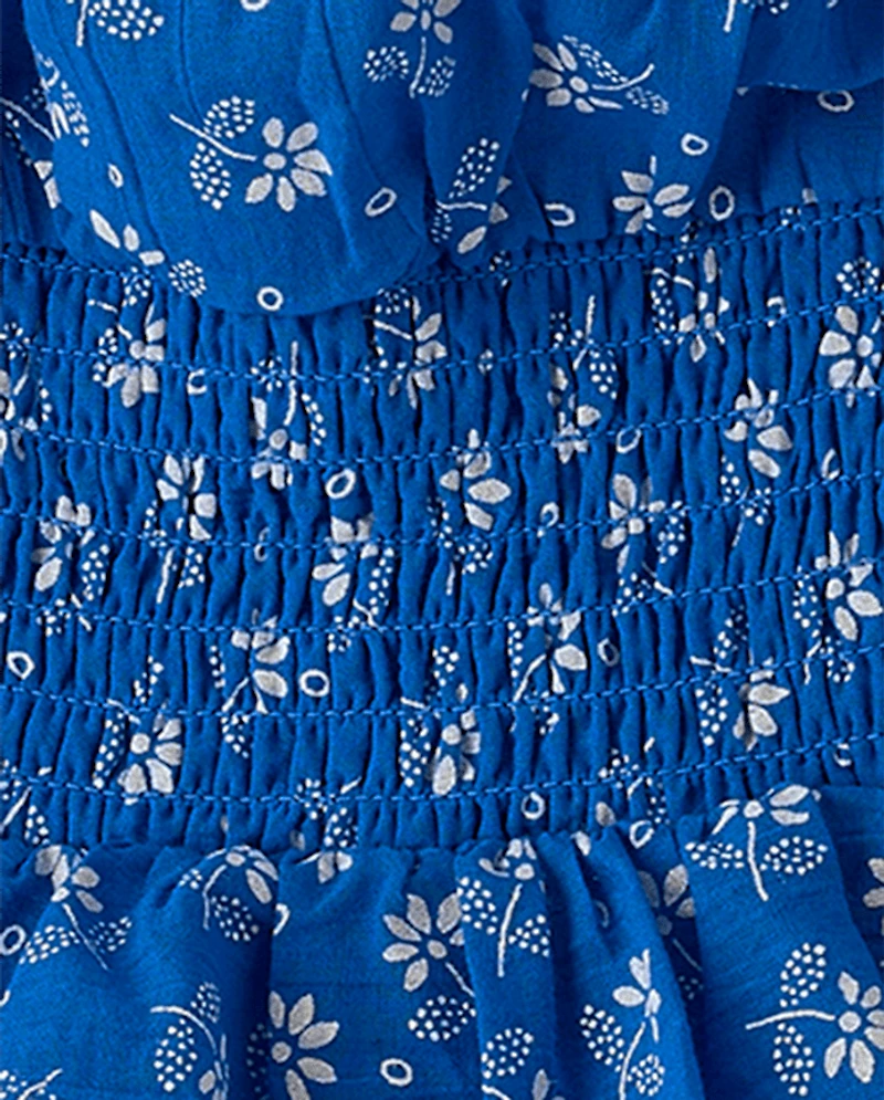 Girls Mommy And Me Floral Smocked Flounce Dress