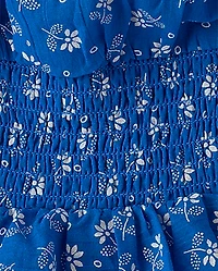 Girls Mommy And Me Floral Smocked Flounce Dress