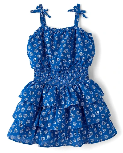 Girls Mommy And Me Floral Smocked Flounce Dress